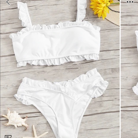 White Ruffle Bikini - Picture 1 of 2